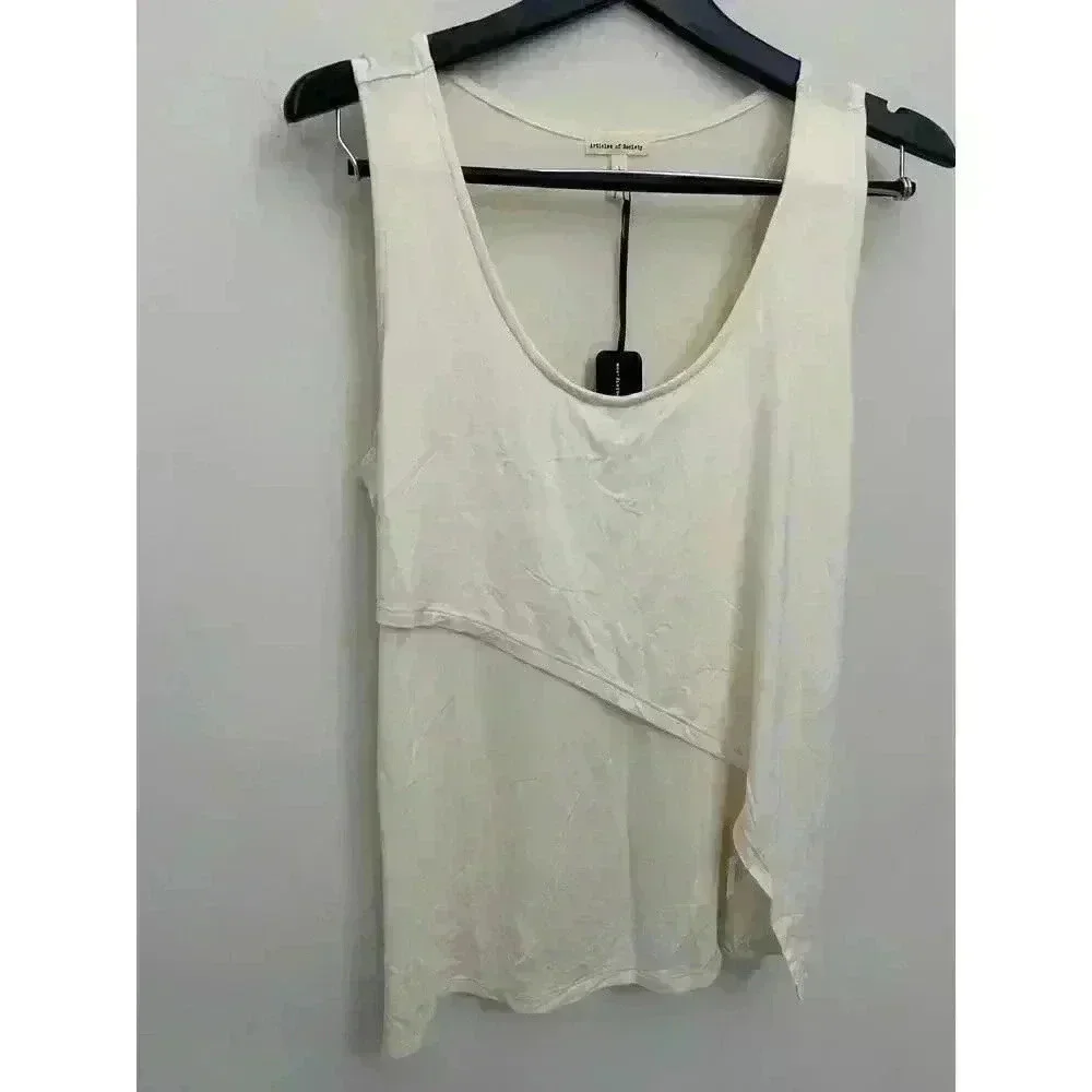 Articles Of Society Layered Tank Top Beige Viscose Women's Size L NWT